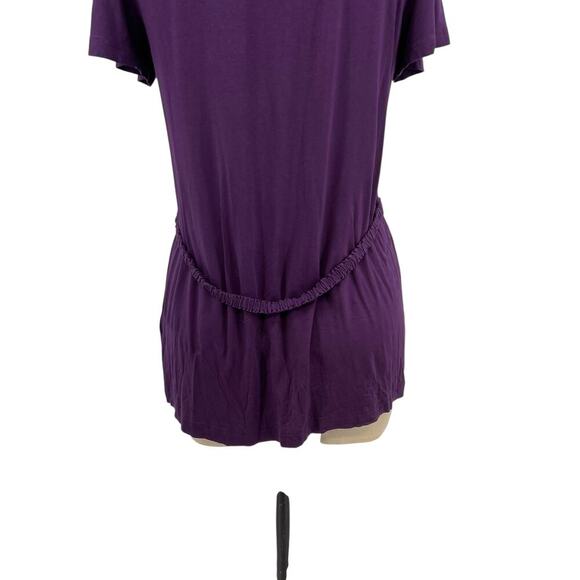 Escada Sport Purple Jersey Pintuck Short Sleeve Tee Rosette Belted Size Medium - Picture 9 of 12